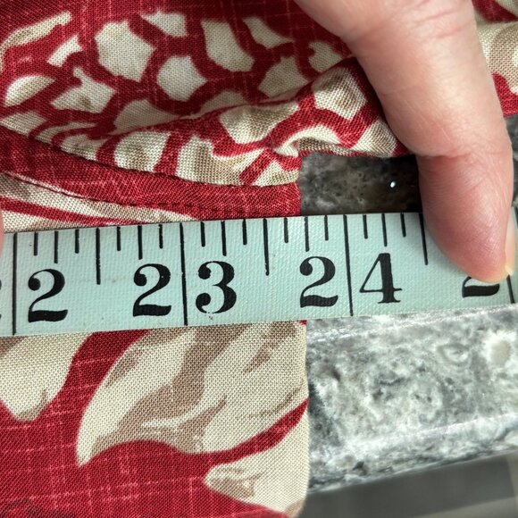 Vintage Batik Bay Mens Hawaiian Floral Pineapple red button down shirt Size L - Picture 4 of 6